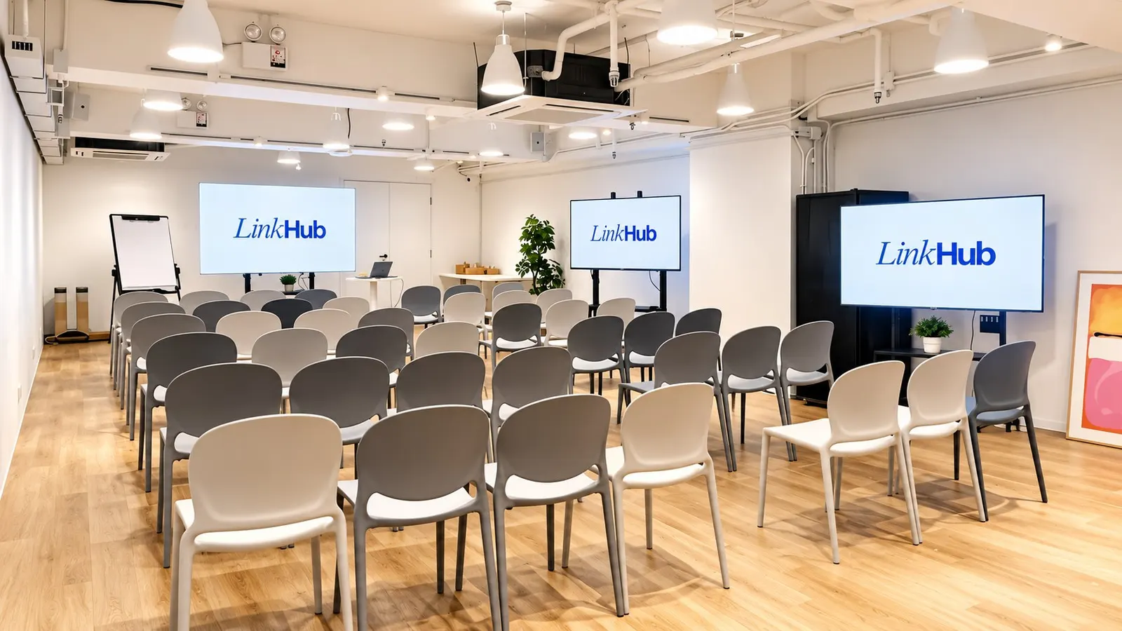 Link Hub 活動場地全景,講座式佈置